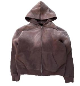 Ensemble sweat à capuche et pantalon de jogging évasé en coton tricoté de haute qualité pour homme, effet délavé à l'acide, style vintage, avec impression DTG - Product Image 3