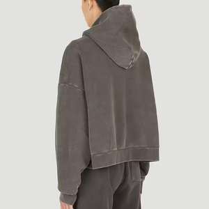 เสื้อฮู้ดดี้วินเทจทรงโอเวอร์ไซส์สุดหรูสำหรับผู้ชาย ปี 2025 ผ้าหนา 450 กรัม ผ้าฝ้าย 100% ทรงบ็อกซี่ ตัดสั้น ล้างสีแบบแอซิด เหมาะสำหรับฤดูหนาว - Product Image 3