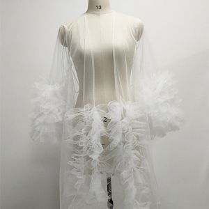 Bata Larga de Tul Blanco Transparente para Novia, Sesión de Fotos de Maternidad, Regalos para Futura Esposa - Product Image 3