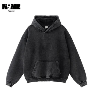 Sweat à capuche appliqué personnalisé 100% coton Sun Faded Surdimensionné Pull Acid Wash Cropped Boxy Fit Impression Logo Strass Hoodies Hommes - Product Image 1