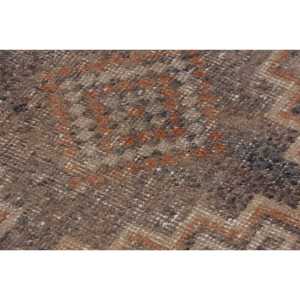 Turkish Rug 3.3x11.1 ft, Red <b>Brown</b> Striped <b>Wool</b> Vintage Rug - Product Image 5