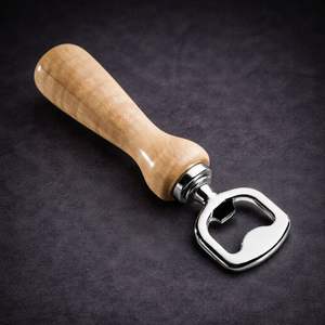 Ouvre-bouteille à manche en bois texturé avec tête en acier inoxydable poli, poignée ergonomique, outil de bar robuste et durable pour les fêtes - Product Image 4
