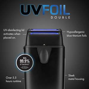 Afeitadora Eléctrica Rotativa Mini de Doble Lámina con Desinfección UV, Lavable, Recargable, para Rostro - Product Image 6