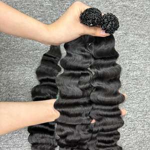 Onda natural de la mejor calidad en punta en V, cabello humano 100%, cabello crudo vietnamita de un donante - Product Image 3