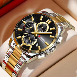 Reloj Cronógrafo para Hombre, Reloj de Pulsera de Cuarzo de Lujo con Elegante Brazalete de Acero Inoxidable - Product Image 1