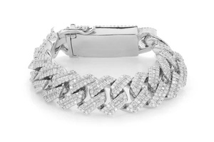 21mm Baguette Miami Cuban Link pulsera diamantes naturales 18K oro amarillo pulsera Hip Hop pulsera personalizada joyería de moda - Product Image 2