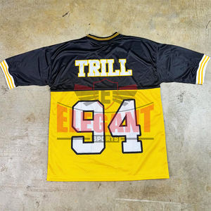 Camiseta de fútbol americano Tela de malla para adultos Cuello en V Manga corta Diseño suelto Ropa de fútbol americano de gran tamaño - Product Image 6