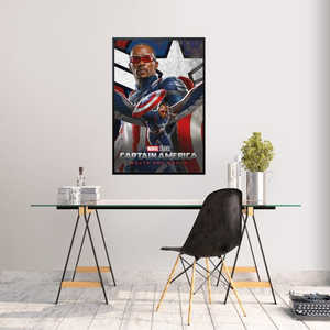 Póster de Capitán América de Marvel Brave New World, Diseño Moderno, Marco Negro para Pared - Product Image 1