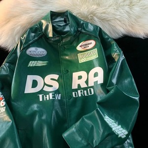 Automne nouveau Hipster manteaux amples pour hommes américain noir motard veste en cuir col montant pilote veste toile tissu pour les Couples - Product Image 3