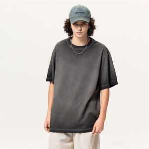 T-shirt vintage délavé à l'acide pour homme, coupe ample, 100% coton, uni, manches courtes, col rond, fabricant personnalisé, stock en vrac - Product Image 4