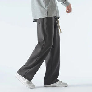 New <b>Men's</b> Casual Pants <b>Wide</b> <b>Leg</b> Straight 65% Cotton Fabric Outdoor Sweatpants Neutral High-quality Soft Long Baggy <b>Trousers</b> - Product Image 5