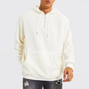 Oem Zip Sudadera en blanco Streetwear manga larga blanco hombres Sudadera con capucha grueso cuarto Zip sudadera polar pulóver media cremallera sudaderas con capucha - Product Image 2