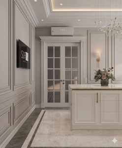 Gabinetes de Cocina Modernos de MDF con Acabado Mármol, Personalizados, Estilo Shaker Blanco, con Encimera Laminada, Juego de Muebles para Comedor - Product Image 2