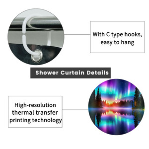 Custom Printed Waterproof Shower Shower <b>Curtain</b> for Bathroom Waterproof Polyester <b>with</b> <b>Hooks</b> - Product Image 2