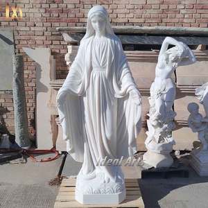 Statue de la Vierge Marie et de l'Enfant Jésus en marbre blanc sculptée à la main Sculpture catholique religieuse pour le jardin de l'église ou la <span class=keywords><strong>d</strong></span>écoration intérieure - Product Image 5
