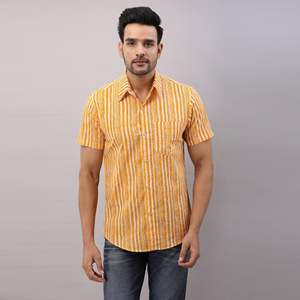 Yellow Striped Cotton Dress <b>Shirt</b> for Men Breathable & 100% Cotton ODM Supply Sizing 6XL & XL - Product Image 2