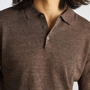 Camiseta Polo de punto OEM para hombre, superventas, hecha a medida con logotipo bordado, tela de Jersey de manga larga de Color liso informal - Product Image 3