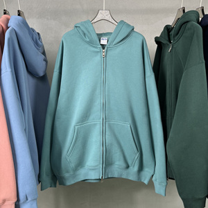 Logo personnalisé délavé à l'acide de haute qualité 100% coton Vintage Hoodies unisexe surdimensionné 3D Puff partout impression Full Zip up Hoodies - Product Image 1