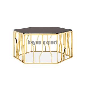Vente en gros de table basse en métal avec dessus en verre et design personnalisé pour la décoration du hall d'hôtel meubles de salon élégants avec un nouveau design - Product Image 3