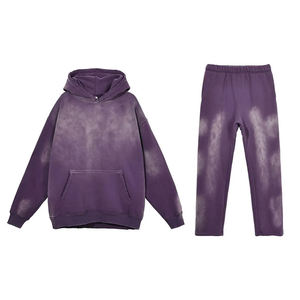 Chándal deportivo de algodón personalizado de talla grande para hombre, chándal para correr para gimnasio, estampado de pantalla personalizado y traje para correr Sunfaded personalizado, conjunto de chándal para hombre - Product Image 1