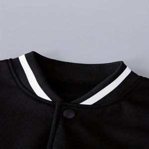 Unisex Black White Varsity <b>Jacket</b> <b>Letter</b> A Embroidered Baseball Style Casual Outerwear Autumn Wear - Product Image 5