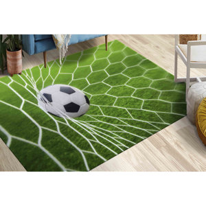 พรมพิมพ์ลาย - ของตกแต่งห้องนั่งเล่นธีมกีฬา ลายฟุตบอลแบบกำหนดเอง พร้อมพรมขนนุ่ม - Product Image 2