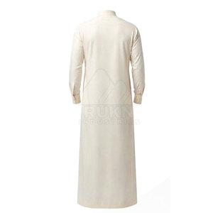 Smart Saudi Classic <b>Thobe</b> Casual Lightweight Breathable Cotton Neat Collar Long Sleeves Tailored Shape Front Buttons Everyday - Product Image 5