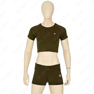 Conjuntos de fitness para gimnasio para mujer, 2 uds., pantalones cortos de motorista de algodón y sujetador, ropa deportiva por encima de la rodilla para yoga y entrenamientos - Product Image 2