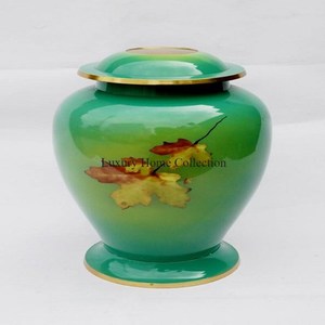 Urnas y macetas para cenizas funerarias de diseño único de Color verde, tarros para cenizas humanas, diseño floral de gran tamaño, pegatina esmaltada, suministros aplicados - Product Image 2