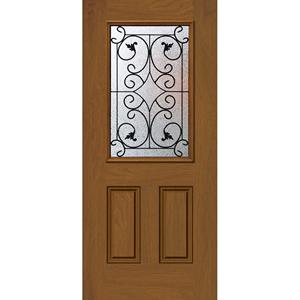 Inserts décoratifs en verre de porte Full Lite 24 "X 66" Kit de verre et de cadre en fer forgé gracieux - Product Image 6