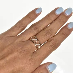 Luxe 14K or jaune Style religieux mariage bague de fiançailles Original Moissanite diamant éternité bande moderne empilable bande - Product Image 2