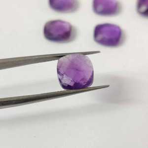 Natural amethyst 10x10mm <b>cushion</b> briolette 3.65 cts <b>purple</b> amethyst crystal loose gemstone for jewelry making - Product Image 5