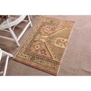 Petit tapis turc 3,5x2,2 pieds (106x66 cm), tapis oriental brun vintage - Product Image 3