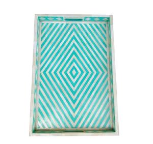 Plateau de service en résine incrustée d'os de qualité durable pour le petit déjeuner thé café Desserts ustensiles de cuisine vaisselle salle à manger et salon - Product Image 1