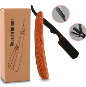 Maquinilla de afeitar recta de acero inoxidable portátil al por mayor, mango de madera para hombres, afeitado, depilación corporal, barberías, uso doméstico - Product Image 5