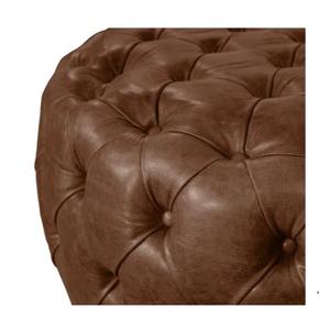 Conjunto de Sofá Redondo Tapizado en Cuero Marrón Genuino de 80x80x40 CM, Diseño Moderno y Lujoso, Duradero para Escuela, Parque o Taller - Product Image 4