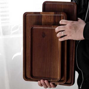 Bandeja de madera de acacia para servir comida de postre café restaurante cocina rústica personalizada al por mayor - Product Image 3