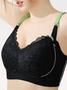 Modern Active <b>Mums</b> Plus Size Maternity Bikini 2-Tone Green Tea Series Everyday Lace Top Open Nursing Wire Free Padded Breathable - Product Image 2