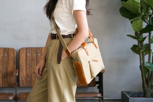 Shoulder <b>Bag</b> With Strap for 13in <b>Laptop</b> or Tablet Durable and Water-repellent Canvas and Leather CLB-0054B - Product Image 5