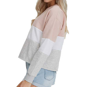 Sweat-shirts pour femmes personnalisés brodés, impression en relief, col rond uni, pull en coton gaufré, sweat-shirt à col rond surdimensionné pour femmes - Product Image 4