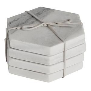 Posavasos de piedra de mármol blanco de lujo moderno, posavasos de piedra con forma hexagonal de buena calidad, venta al por mayor personalizada, gran oferta - Product Image 5