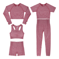 Ensemble de sport 2 pièces sans couture en Spandex/Nylon pour femme, anti-transpiration, sexy, pour l'entraînement et les activités de plein air, avec pantalon taille haute et soutien-gorge - Product Image 3