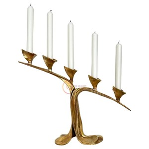 Luxury Gold Polished <strong>Lightning</strong> Candelabra <strong>Unique</strong> Candle Jar Decoration Candelabra Wedding Decoration Candle Holder From Indian - Product Image 1