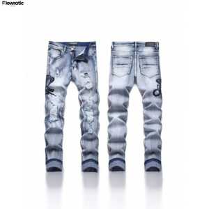 กางเกงยีนส์ผู้ชายผ้ายืดผ้าเดนิมฟอกทรายระบายอากาศทรงสลิมฟิตมีสไตล์ปี2025 - Product Image 6