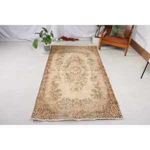 Vintage Area Rug 3.8x6.9 ft, <b>Brown</b> Green Camouflage Rug <b>Wool</b> - Product Image 1