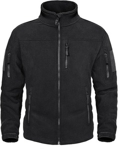 Veste polaire tactique coupe-vent à fermeture éclair pour hommes pour l'automne et l'hiver Manteau polaire doux et chaud avec 5 poches zippées Impression en relief - Product Image 3