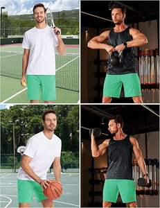 Pantalones cortos de entrenamiento transpirables de secado rápido para hombre, bolsillo con cremallera ligera con cintura elástica, logotipo personalizado, patrón sólido OEM - Product Image 4