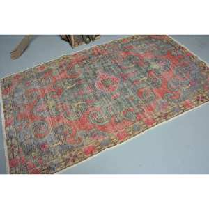 Tapis turc vintage classique rouge gris 4.3 X 7.2ft grande surface en peluche Pile hauteur motif abstrait laine Latex pour couloir chambre décor - Product Image 2