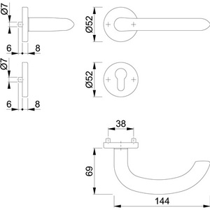 Juego de rosetas HOPPE Marseille E1138Z/42KV/42KVS de acero inoxidable F69 en forma de U PZ DIN Izquierda/Derecha D/D - Product Image 4