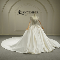 Robes de mariée élégantes Jancember GT26013 à col carré en satin orné de perles avec traîne